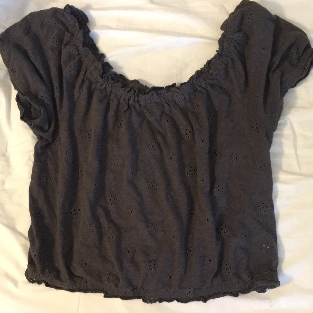 Charcoal eyelet blouse